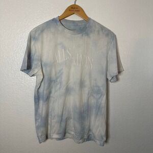 All Saints Tie Dye Crew Neck Shirt Size Small Men Relaxed Fit Spellout